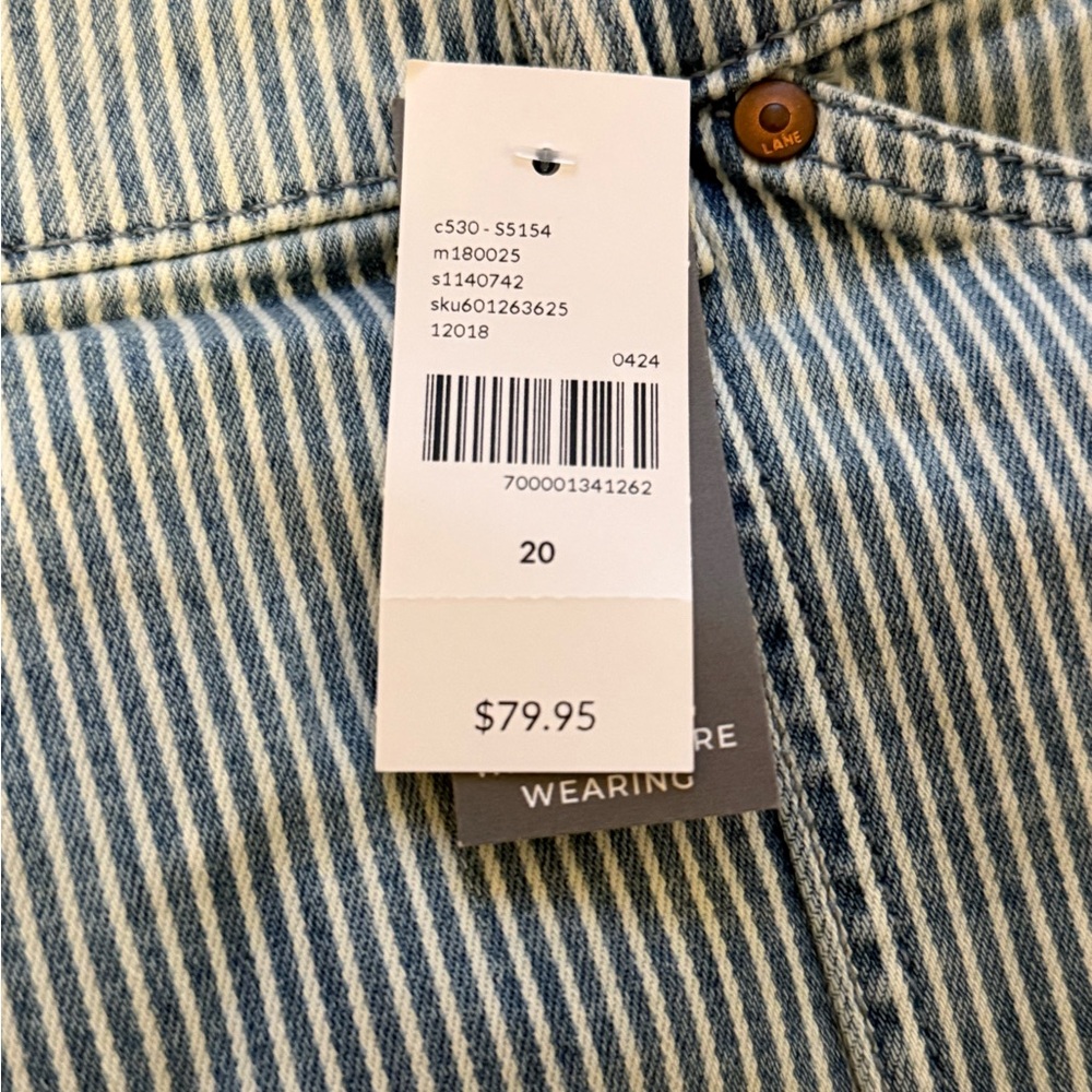 Lane Bryant Railroad Strip Boyfriend Capri Jeans - Picture 7 of 13